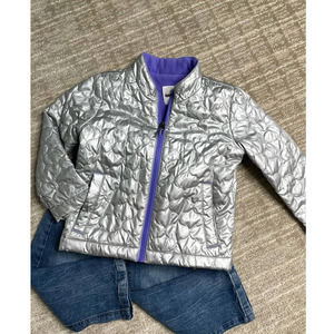 Cat & Jack Girls Puffer Jacket Silver Metallic